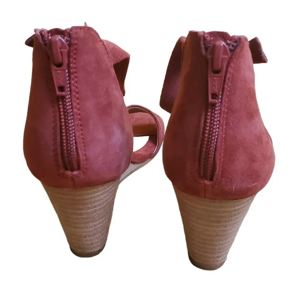 Sofft Red Suede Wedges Size 8.5